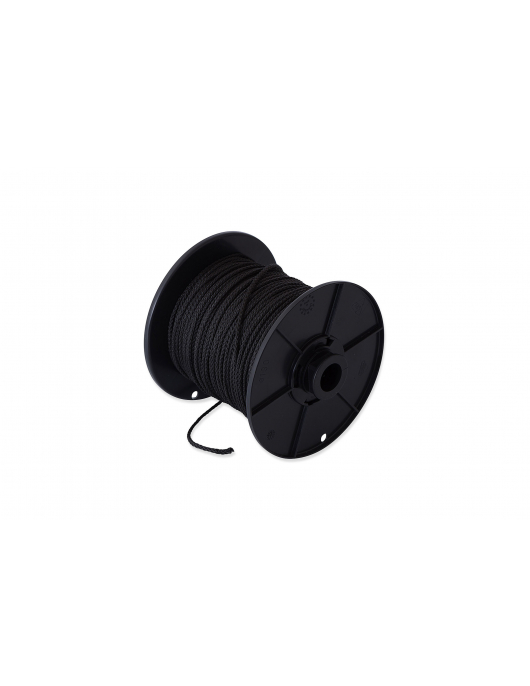PPK.050.ZWT-D / TOUW GEVLOCHTEN PP 05MM ZWART ROL 100 MTR