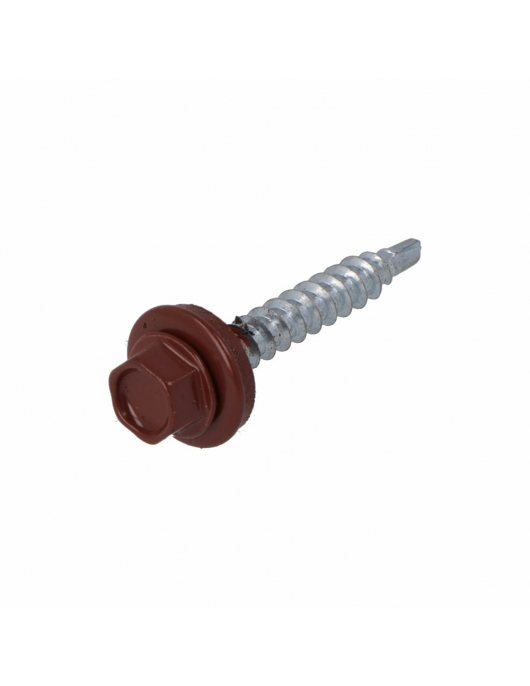 DAK&GEVEL PROFIELPLAATSCHROEF VZ OXIDEROOD RAL3009 4.9X35 (50)
