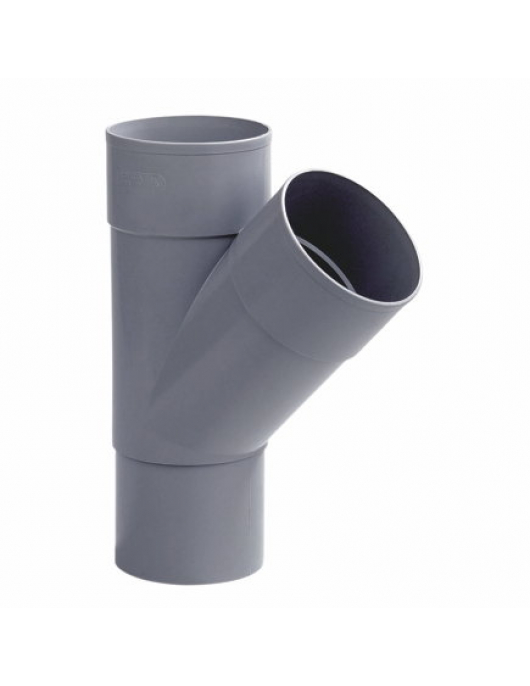 DYKA T-STUK 45°, PVC, 2X INW LIJM, 1X VERJ SPIE, GRIJS, 80MM