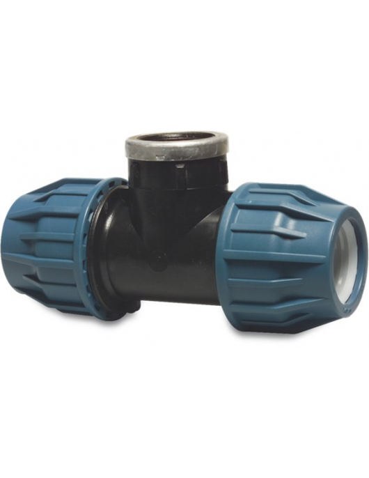 JASON T-STUK 90° PP 20 MM X 1/2" X 20 MM KNEL X BINNENDRAAD X KNEL 16BAR ZWART/BLAUW DVGW/KIWA/WRAS/SVGW