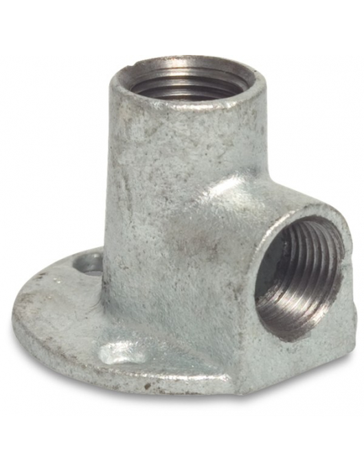 PROFEC NR. 471 MUURPLAAT 90° GIETIJZER GEGALVANISEERD 3/4" BINNENDRAAD 25BAR DVGW