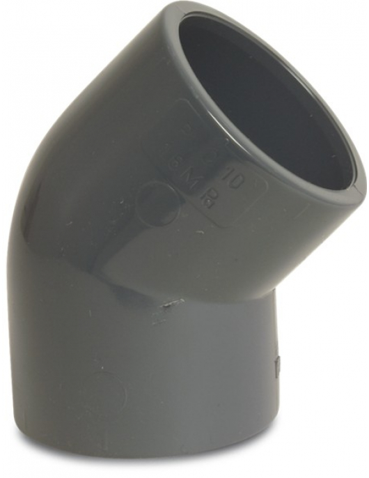 PROFEC KNIE 45° PVC-U 25 MM LIJMMOF 16BAR GRIJS